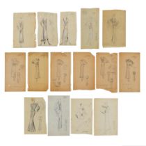 Lucien Lelong et Jenny. 15 dessins sur papier calque.