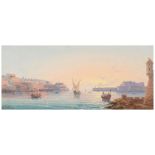 Luigi Maria Galea (Maltese, 1847-1917) Sunset over Valletta Harbour, Malta