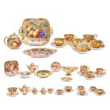 A group of Royal Worcester porcelain fruit decorated wares Various decorators and marks