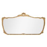 An early 20th century giltwood & gesso overmantel mirror