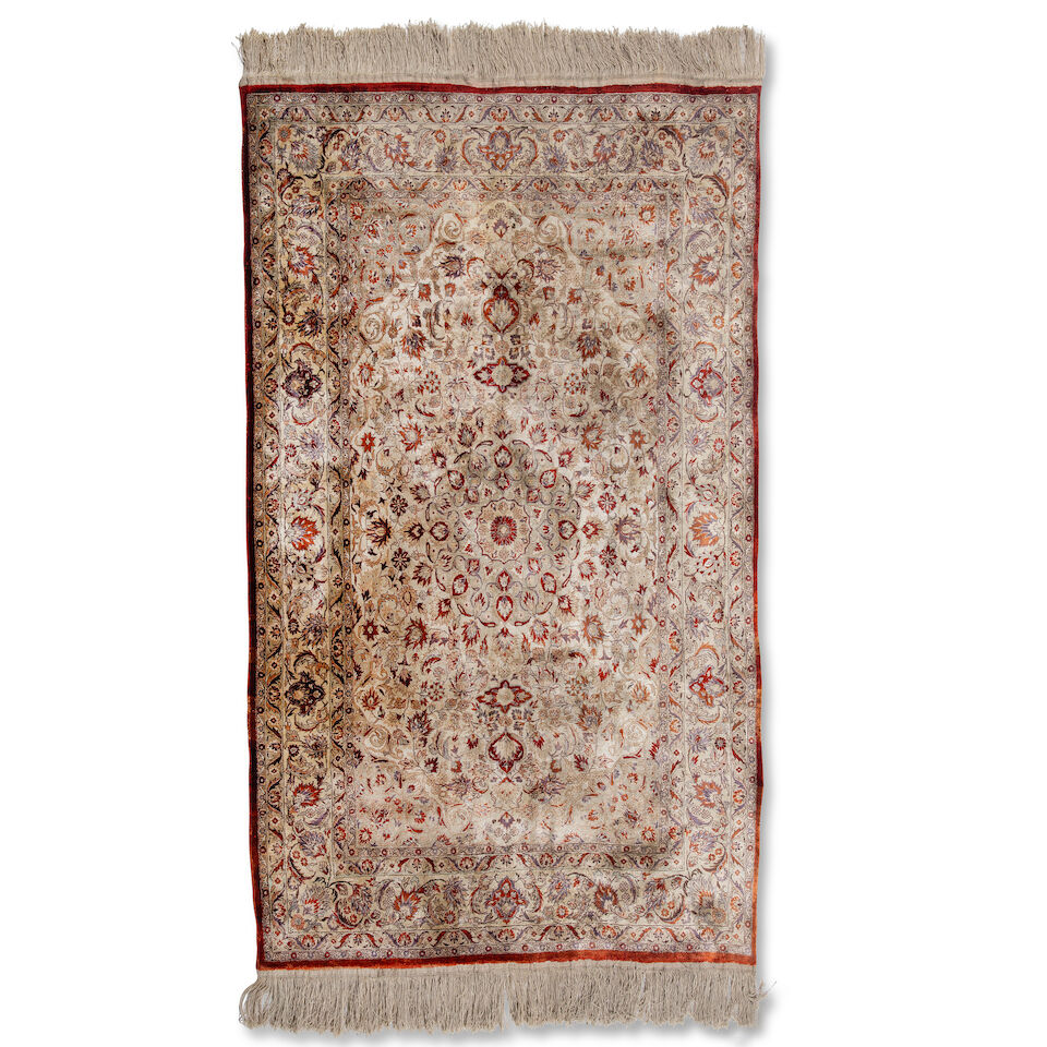 A Qum silk rug Central Iran