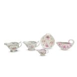 A Worcester polychrome sauceboat circa 1762-65