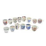 A collection of English porcelain coffee cups, 18th century