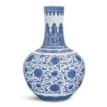 A BLUE AND WHITE MING-STYLE 'FLORAL' VASE, TIANQIUPING Yongzheng mark, 20th century