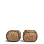 A PAIR OF EMBROIDERED SILK BROCADE 'DRAGON' CUSHIONS Late Qing dynasty (2)