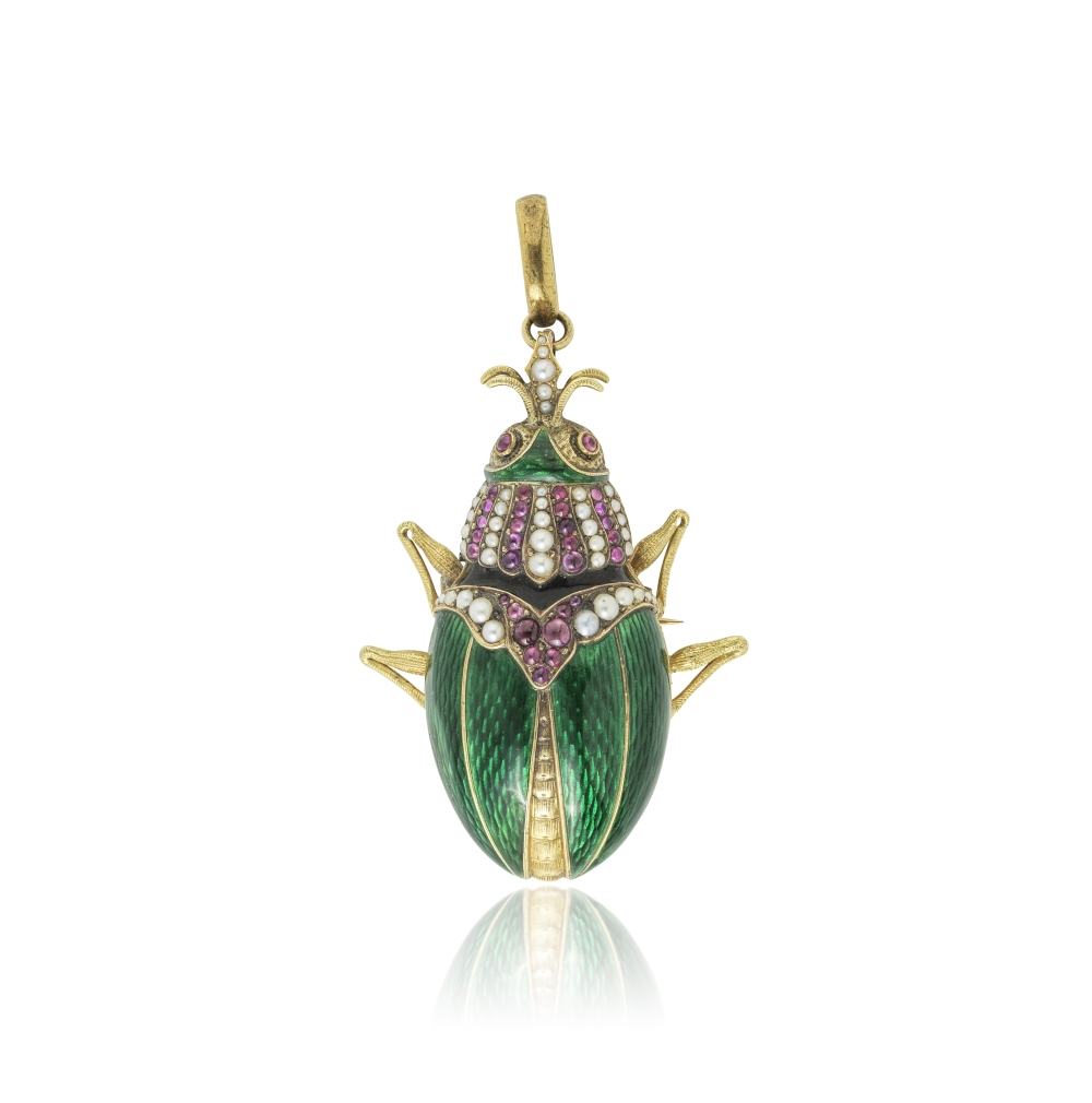Broche Scarabée Style Haute Joaillerie Avec Cristaux Et Perles - Modèle 813