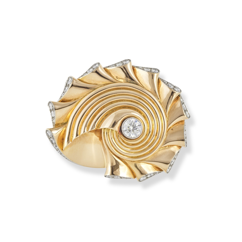 Broche Ou Clip Pour Foulard En Laiton Doré - Diamètre 35 Mm - Vintage Français - Occasion