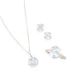 14K GOLD, AQUAMARINE AND DIAMOND SUITE