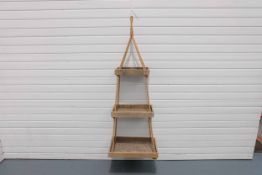 3 Tier Hanging Shelves. Made From Reclaimed Wood & Rope.