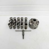 C5 Collet Chuck. Size 125mm Diameter. Bolt on Fitting. With 15 Metric Collets & Chuck Key.