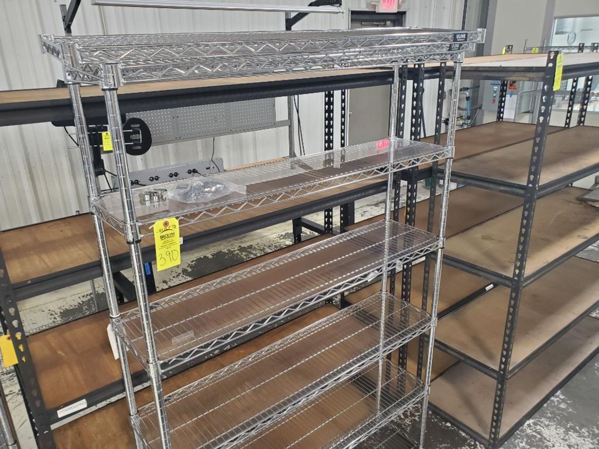 Metro style rack. 48in wide x 12in deep x 72in tall.