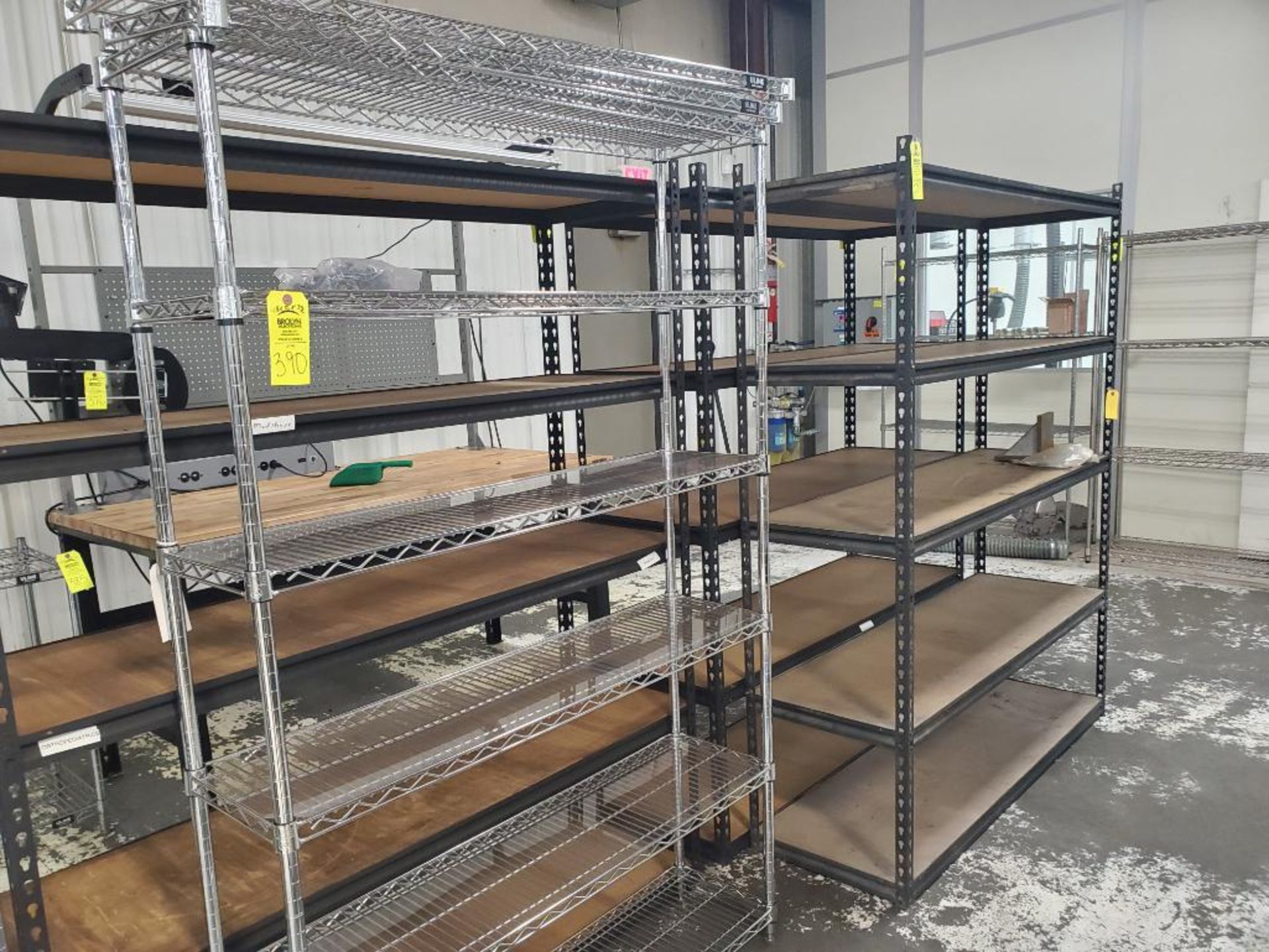 Metro style rack. 48in wide x 12in deep x 72in tall.