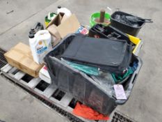 Pallet of assorted parts and supplies.