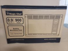 Qty 4 - 900 watt Magic Chef microwave. .9cu ft. Model MCG992ARS.