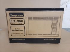 Qty 4 - 900 watt Magic Chef microwave. .9cu ft. Model MCG992ARS.