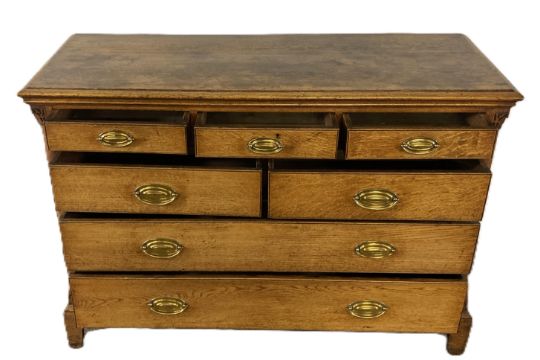 A late 19th c. Scottish oak chest of drawers with quarter column corners on shaped brackets - Image 4 of 8