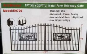 Unused 7FT x 20FT Metal Farm Driveway Gate