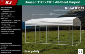Unused 11FT x 19FT All-Steel Carport
