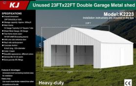 Unused 23FT X 22FT Double Garage Metal Shed