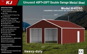 Unused 45FT x 25FT Double Garge Steel Barn Shed