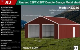 Unused 23FT X 22FT Double Garage Metal Shed