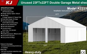 Unused 23FT X 22FT Double Garage Metal Shed