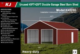 Unused 45FTx25FT Double Garage Steel Barn Shed