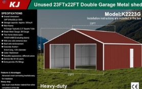 Unused 23FT X 22FT Double Garage Metal Shed