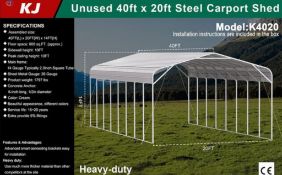 Unused 40FT x 20FT Steel Carport Shed