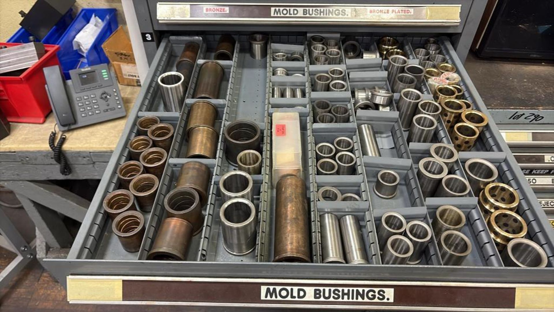 12-Drawer Tooling Cabinet w/ Large Quantity Injection Mold Parts & Hardware