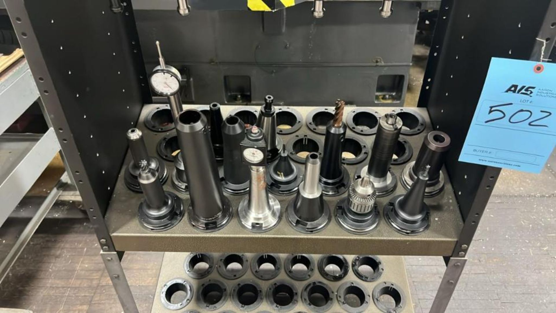 Cat50 Tool Rack LOT: (40) Cat 50 Tool Holders & misc tooling w/ Rack