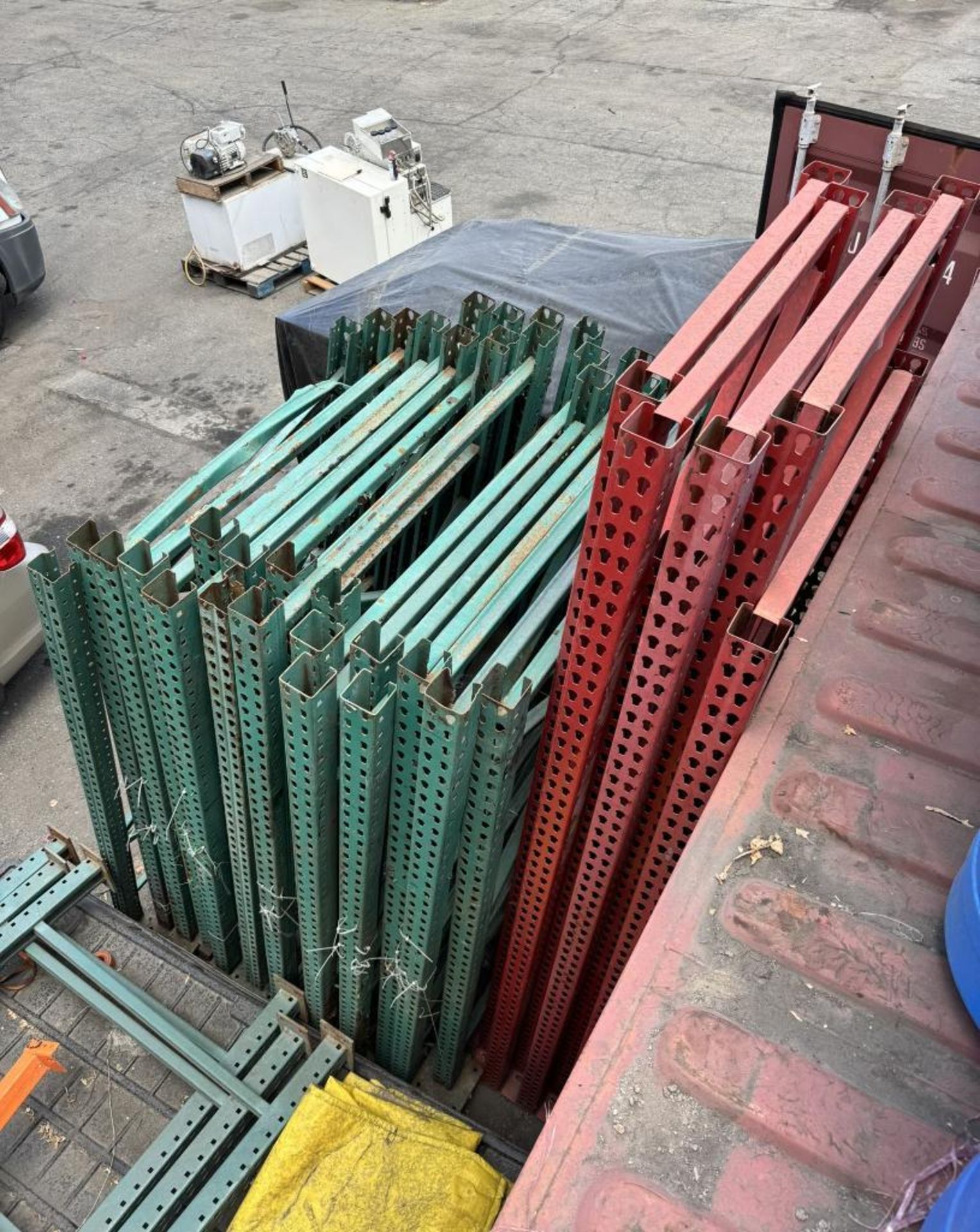 Lot of Assorted Pallet Racking. With Cross Beams, Uprights, Wire Decking.