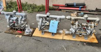 Lot of: (3) ALL-FLO Aluminum Diaphragm Pumps, Model # A150-NAA-GGPN-B30, Serial # 299279, 299278, 77