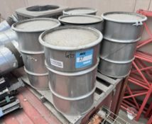 Lot of: (6) Approximate 30 Gallon Stainless Steel Drums.