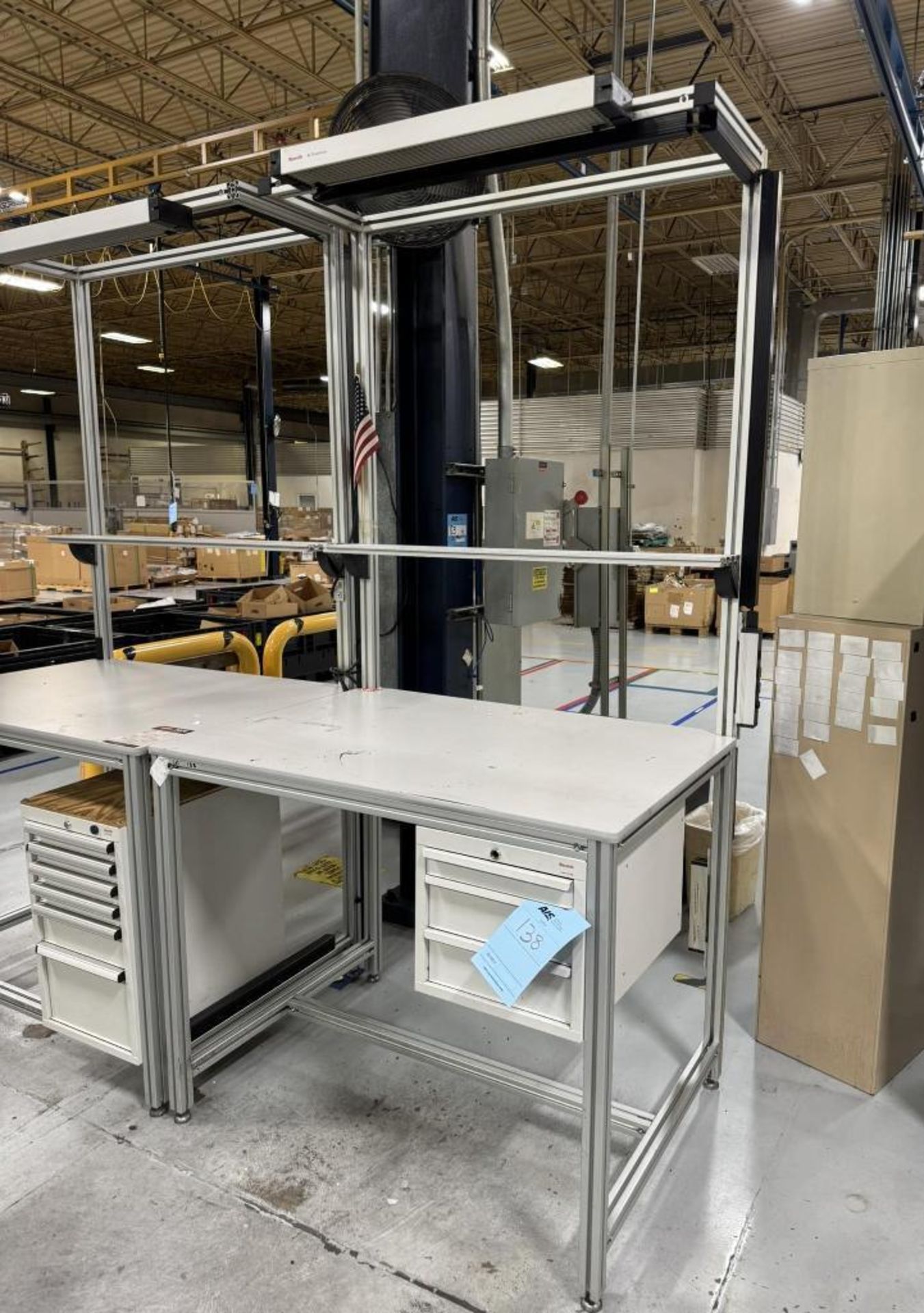 35 Inch Workbench Lot of: (2) Workbenches With Cabinets And Lights, Each Approximate 35 ...