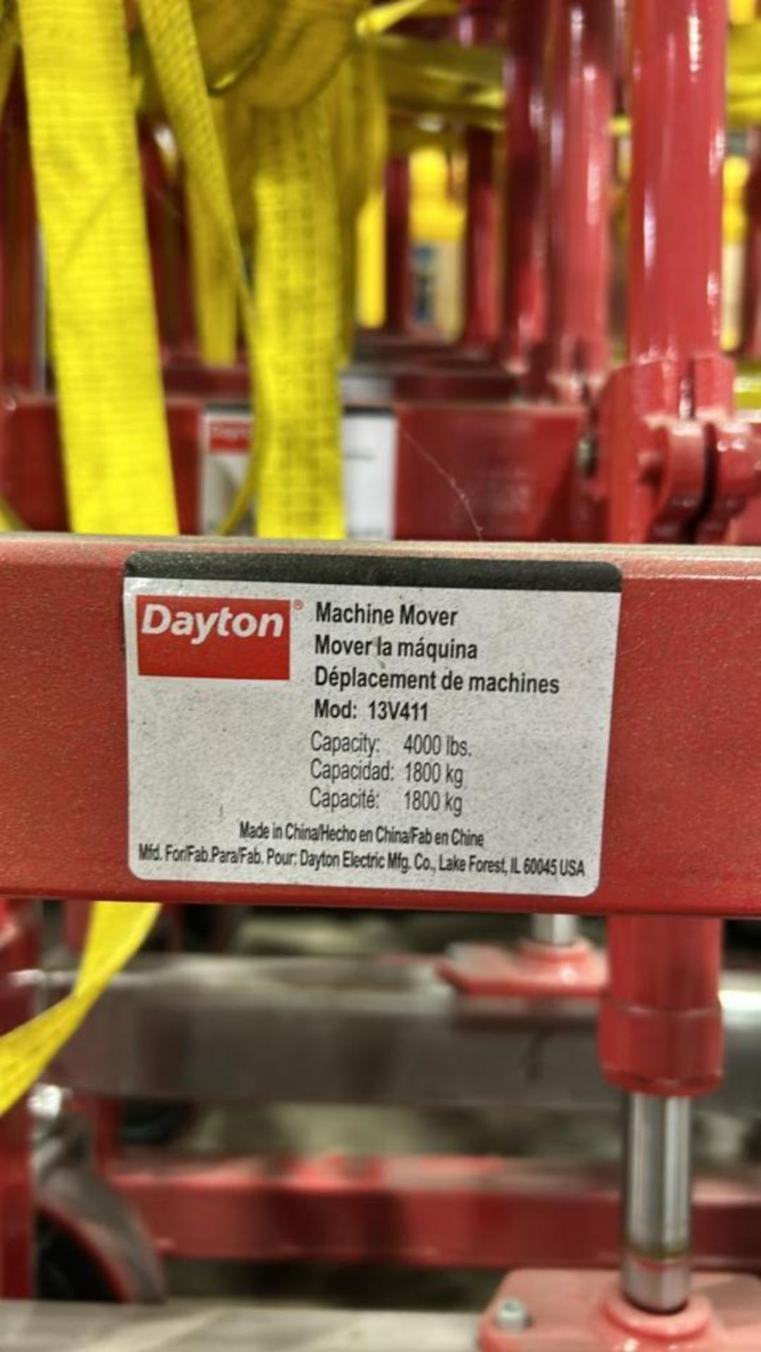 Lot of: (8) Dayton Machine Mover, Model # 13V411. 4000lbs Capacity.