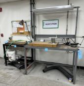 Lot Consisting Of: (1) Steel Work Bench, Approximate 28" x 60", With Light. (1) Water tank table.