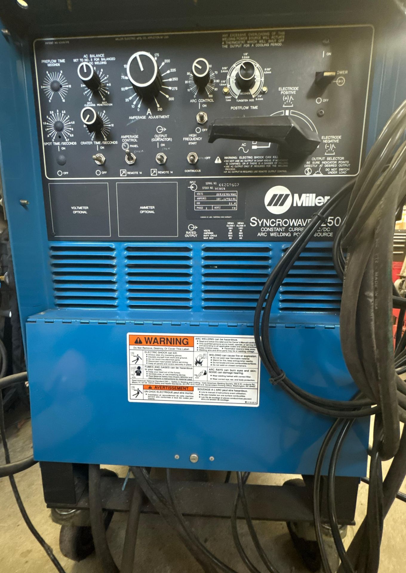 Miller Syncrowave 250 AC/DC welding power source, serial number: KC ...