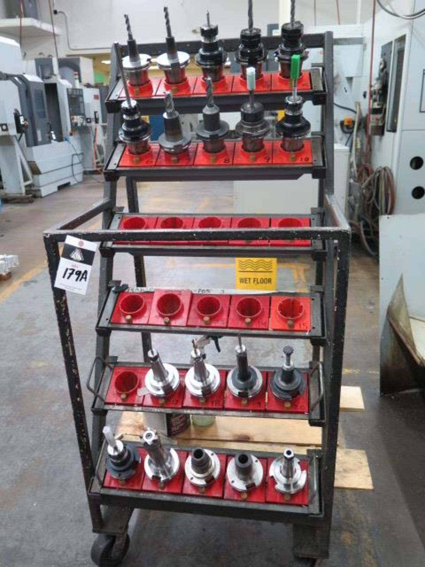 Rolling Tooling Rack CAT-50 Taper Tooling (19) w/ Rolling Rack (SOLD AS-IS - NO WARRANTY)