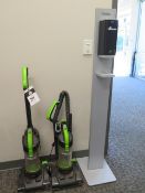 Bissell Vacuums (2) and Cintas Sanitizer Dispenser (SOLD S-IS - NO WARRANTY)