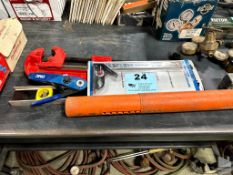 LARGE PIPE CUTTER, 12" PRECISION SQUARE, 24" LEVEL, ETC