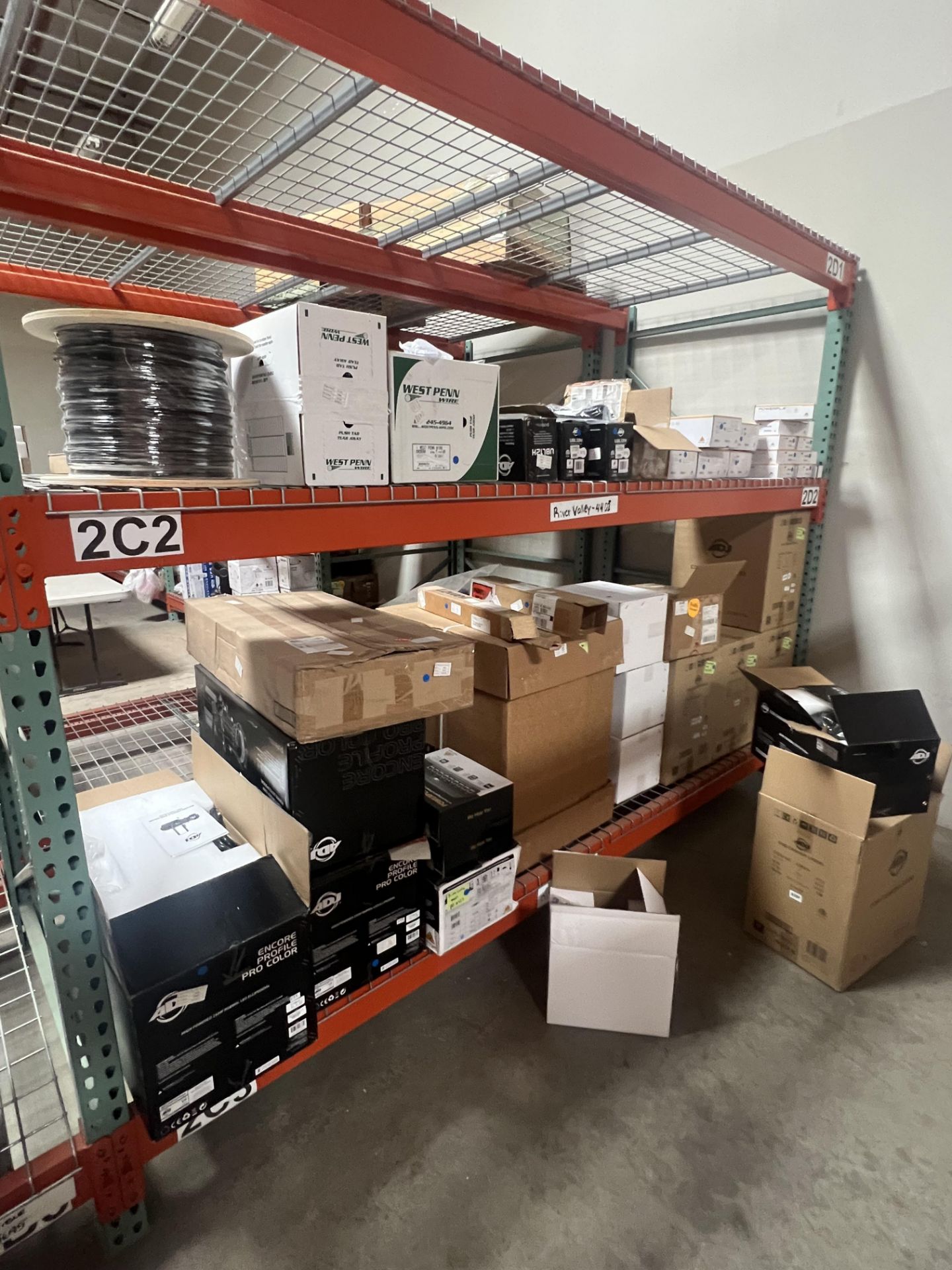 LOT 2-SECTIONS 8' X 10' X 4' PALLET RACKING W/CONTENTS, LIGHT SYSTEMS ...