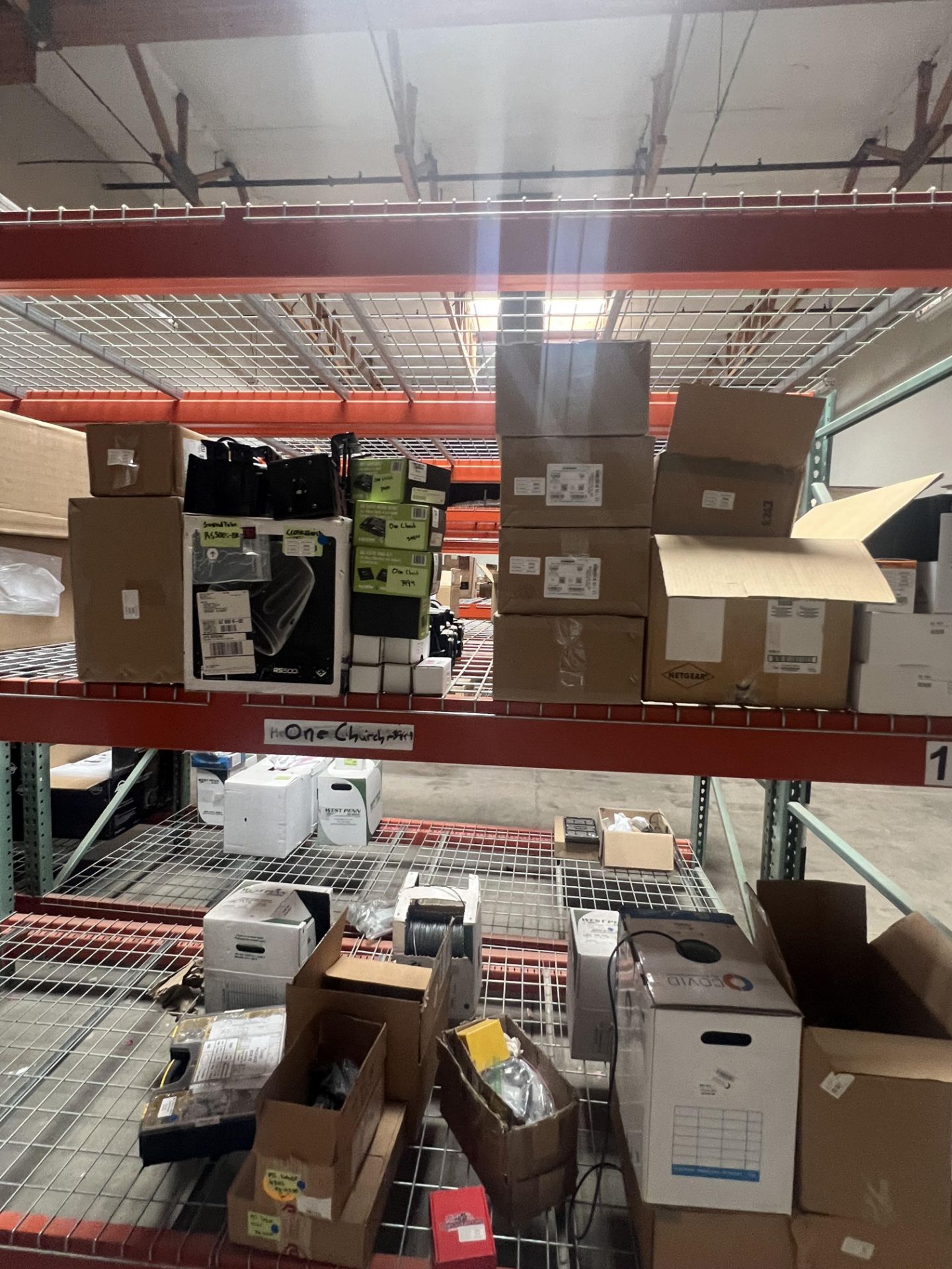 LOT 2-SECTIONS 8' X 10' X 4' PALLET RACKING W/CONTENTS, LIGHT SYSTEMS ...