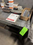 Wood Table w/ Contents - Abrasives, Files & More