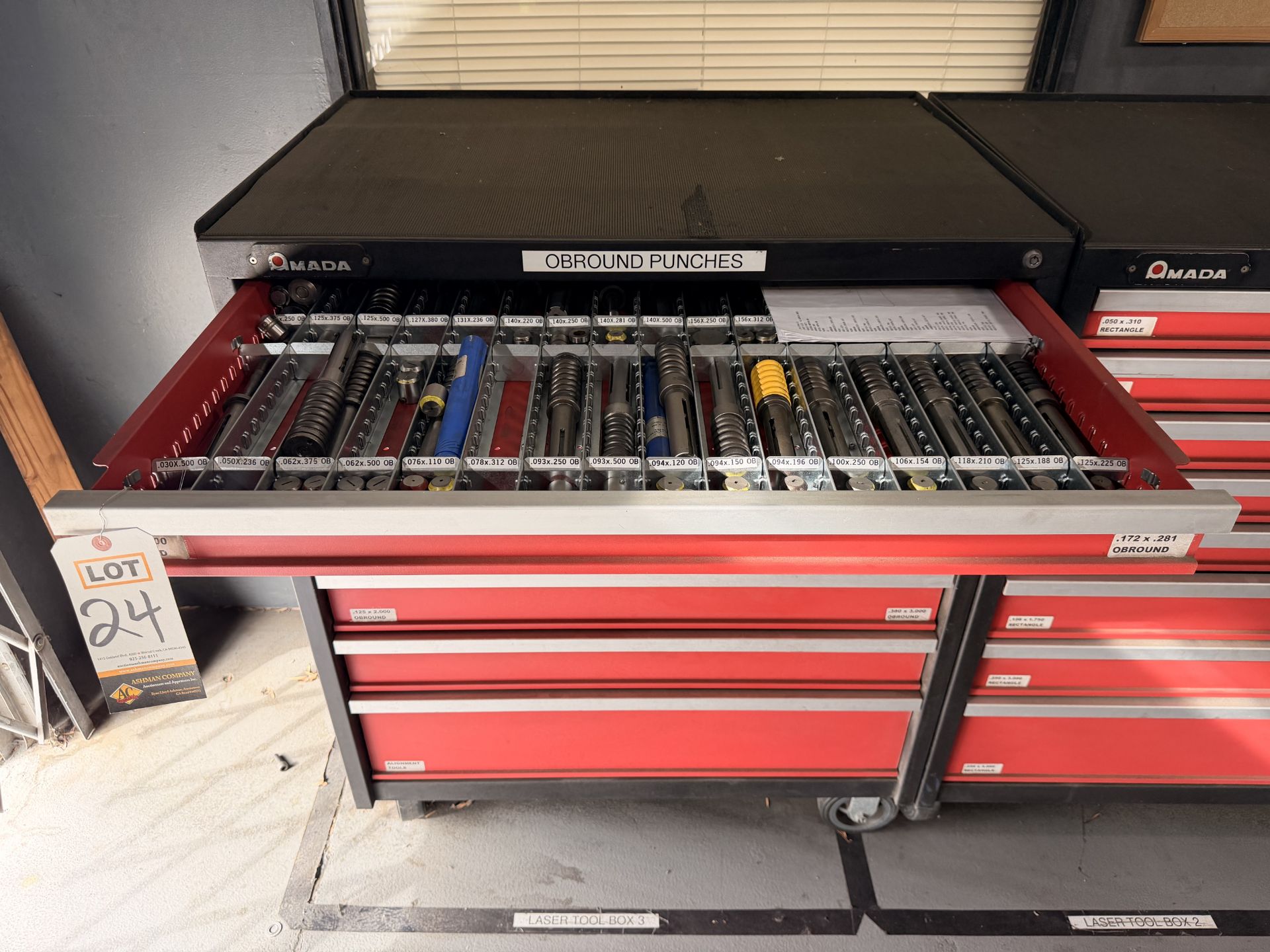 Amada 8 Drawer Tooling Cabinet w/ OBROUND Punches