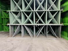 (30X) USED KEYSTONE UPRIGHT. SIZE 16'H X 42"D, 3"X 1-5/8" GREY