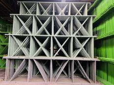 (60X) USED KEYSTONE UPRIGHT. SIZE 16'H X 42"D, 3"X 1-5/8" GREY