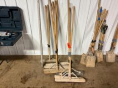 (7) Brooms, (2) Scrapers, (1) Aluminum Handle