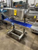 Sealer Sales Mdl. HL-M1120LD Sealer, 8 1/2" W X 55" L conveyor belt is 39 1/2" wide, with bumper (