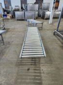 Roller Conveyor, not powered, stainless steel, on legs, rollers are 19" wide, 24" W X 96" L X 21"